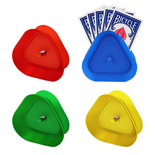 Ovtai Aujeta Cartas, 4 Piezas Sujeta Cartas Naipes, Manos Libres Soporte para Naipes Adecuado para Niños Adultos Personas Mayores