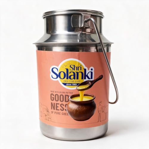 Image of SHRI SOLANKI A2 Gir Cow Ghee, Liquid, Grass-Fed, 5 Litre, Pure Gir Cow Milk Fat with Curd Culture