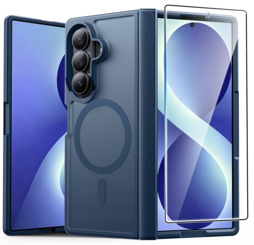 Image of FNTCASE for Samsung Galaxy Z Fold 8 Ultra Case, Fit for Magsafe, Blue | Hinge Protection, with Screen Protector, Translucent Matte, 18FT Military Grade Drop Proof, Shockproof Protective Phone Cover