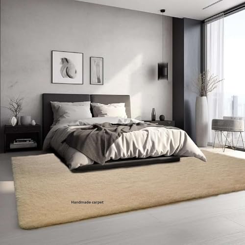 Image of Rectangular Ultimate Softness with 4x6 feet Skin Beige Fluffy shag Carpet Thick 2-inch Plush fibers,Soft Luxurious Pile,Anti-Slip Backing,Nursery,Living Room,Indoor Modern Home decor