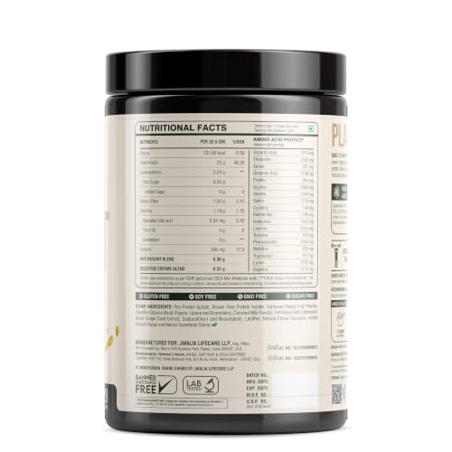Image of Sparkfusion Plant Protein Powder Organic Isolated Pea & Brown Rice Protein 25 gm Protein Easy To Digest Triple| Alphonso Mango Flavour 1 kg