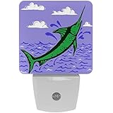 2 Pack Plug-in Nightlight LED Night Light Woodcut Swordfish, Dusk-to-Dawn Sensor for Kid's Room Bath