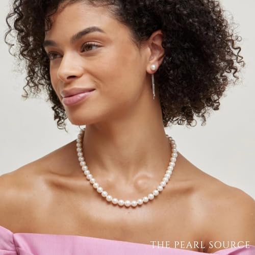 The Pearl Source 14K Gold AAAA Quality White Freshwater Cultured Pearl Necklace for Women - Pearl Gifts for Christmas, Holidays and Anniversary3