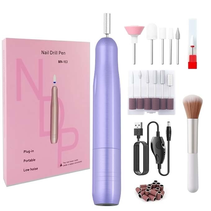 LiQiAMEi Electric Nail Drill, Professional Portable Drill Nail, 14 in 1 Acrylic Nail Drill Kit, USB Power Supply for Acrylic, Gel, Dip Powder,