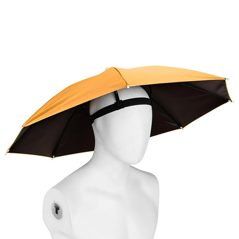 Umbrella Hat, 27 inch Fishing Umbrella Hat Hands Free Foldable UV Protection Umbrella Cap Adjustable Headwear for Fishing