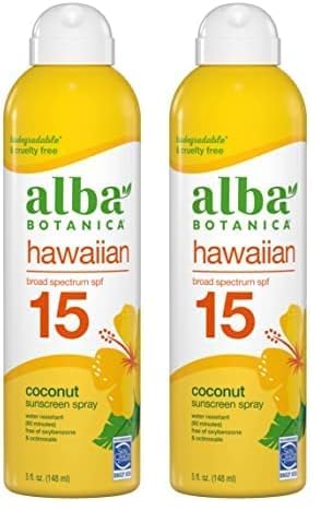 Sunscreen Spray for Face and Body Broad Spectrum SPF 15 Sunscreen Hawaiian Coconut Water Resistant and Biodegradable -