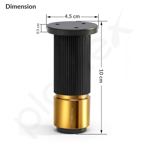 Image of Plantex 4 Inch Sofa Leg for Bed Furniture /Aluminium Sofa Leg for Table /Support Legs /Furniture Leg - Pair of 4 (8 Piece) (DTS-77, Black & Gold)