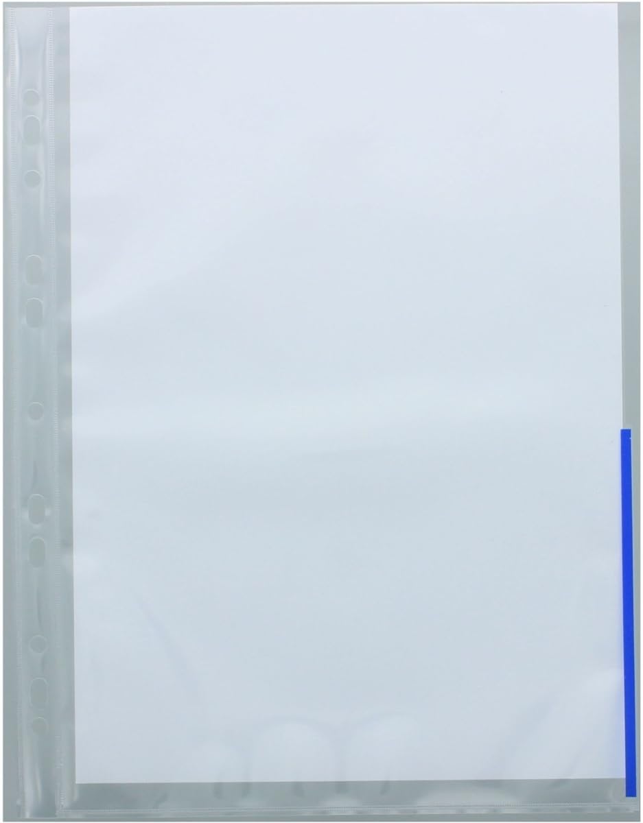 Prospekthüllen A4 PP Euro-Lochung mit Indexstreifen VE=100 Stück transparent/blau