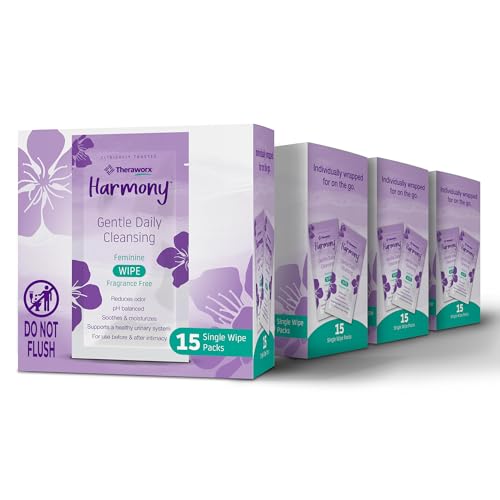 Image of Theraworx Harmony Gentle Daily Cleansing Fem Care Wipes- 15 Count (4 Packs)