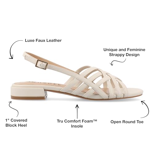 Journee Womens Woven Strappy Slingback Block Heel Buckle Ankle Open Round Toe Cassandra Comfort Sandals2