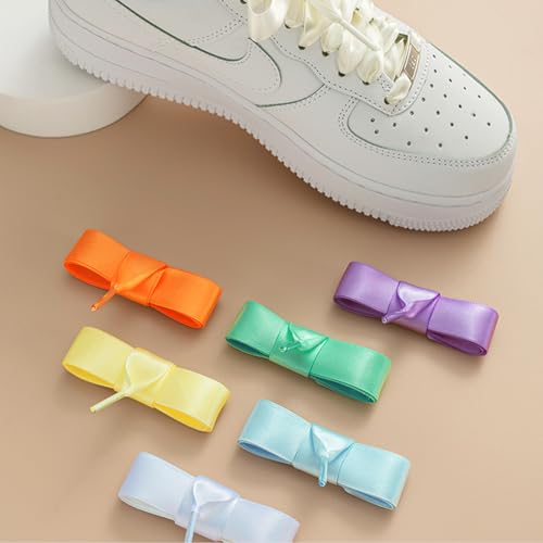 2 Pairs Satin Ribbon Shoe Lace 2CM Wide Flat Shoelaces Sneakers Casual Shoes Fashion Personalized Unisex3