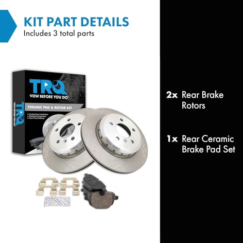 Image of TRQ Rear Brake Pad and Rotor Set Ceramic Compatible with 2011-2016 BMW 528i 528ix 535d 535dx 535i 535ix xDrive ActiveHybrid 5