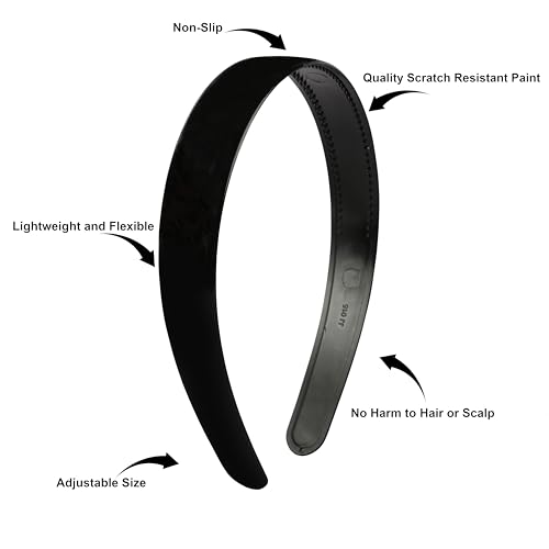 Image of Seeotwo 4 Pieces Plastic Hairband Sports Yoga Multi Style Non-Slip Black Headband Unisex Fashion Adjustable Hair Hoop Band for Women, Men and Girls