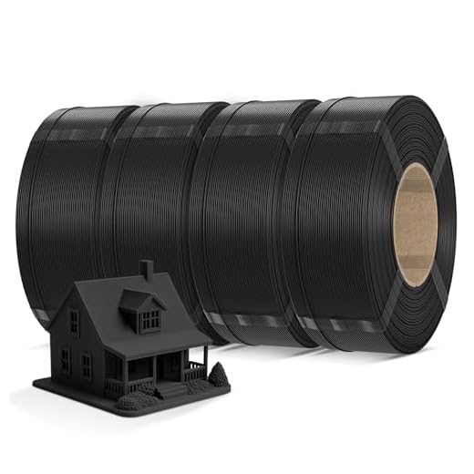 Inslogic Pre-Dried 4kg PLA Pro Filament Refill Bundle, Strong & Tough PLA Pro 3D Printer Filament Refill, Compatible with Sunlu & Bambu Reusable Spool, 4×1kg Refill Black