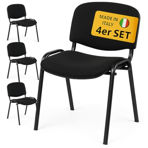 Topsit Besucherstuhl 4er Set – Stapelbarer Konferenzstuhl mit gepolsterter Sitzfläche & Rückenlehne – Ergonomischer Wartezimmerstuhl für Büro, Praxis, Empfang (Schwarz) Topsit Besucherstuhl 4er Set – Stapelbarer Konferenzstuhl mit gepolsterter Sitzfläche & Rückenlehne – Ergonomischer Wartezimmerstuhl für Büro, Praxis, Empfang (Schwarz)
