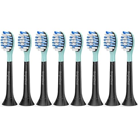 Brightdeal Toothbrush Heads for Philips Sonicare - Electric Replacement Brush Heads Compatible with Sonicare DiamondClean, Protectiveclean, HealthyWhite, Plaque Defence - 8 Pack Black Cover