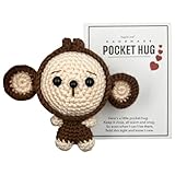Stitch-Witch Artisanal Crochet Finished Poket Hug Token, Handmade Emotional Support Gifts Crochet Monkey, Stress Toy, Squeeze Doll, Greeting Cards