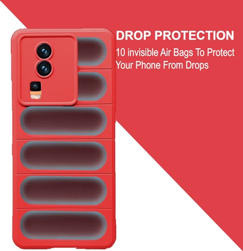 Image of A rtistque Liquid Silicone Stripes Back Cover Case for iQOO Neo 7 5G / iQOO Neo 7 Pro 5G | with Camera Protection | with Inner Fabric | Anti Slip Grip | AirBag Case - Red