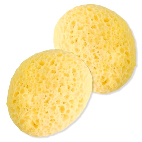2 Pack Large Soft Honeycomb Bath Sponges Deep Exfoliating Shower Sponges Extra Large Gentle Body Bath Sponges Dense Foam for Adults and Kids Body Deep Exfoliating(Yellow)