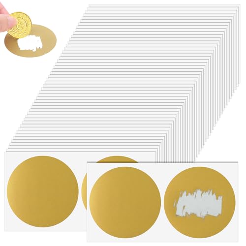 DOPENSPI Lot de 100 autocollants ronds à gratter de 5 cm - Étiquettes dorées à gratter pour bricolage, cartes à gratter, surprises d'anniversaire,...