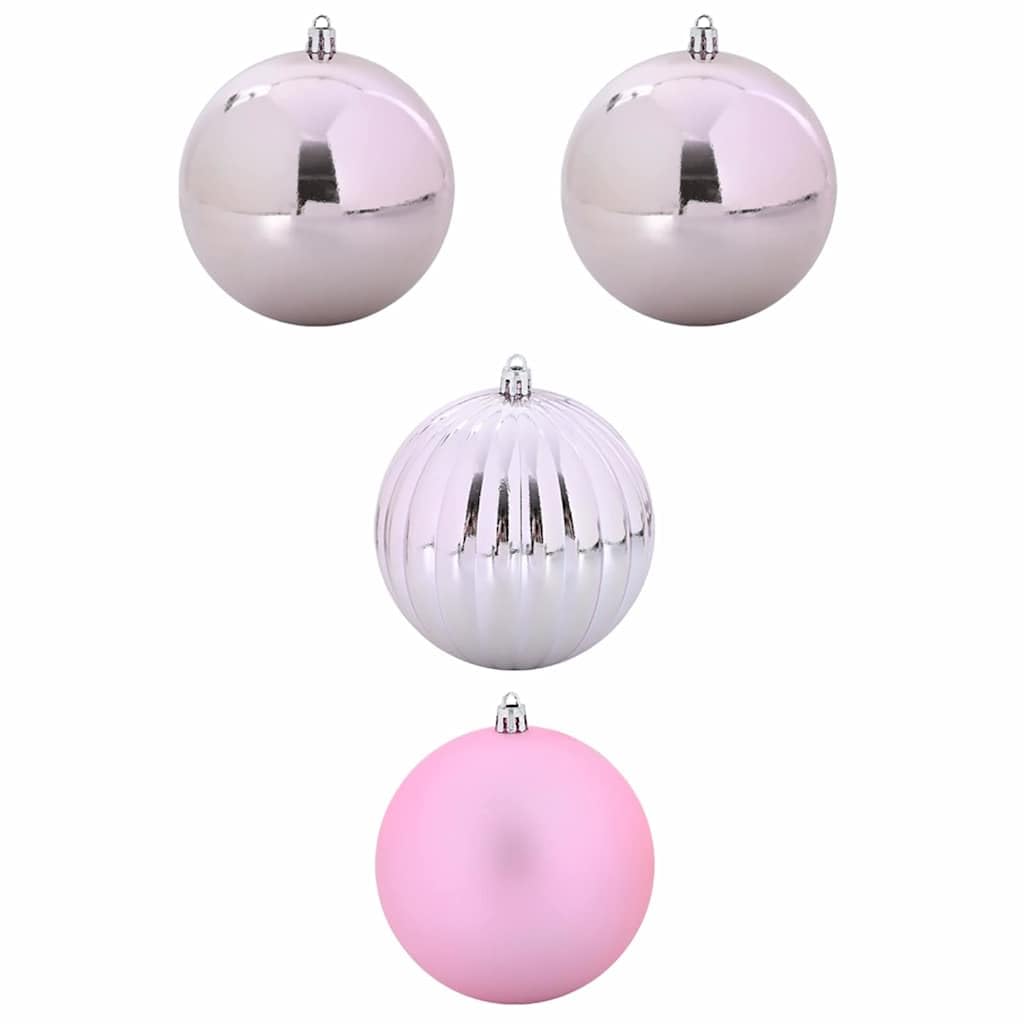 Juego de 4 bolas para árbol de Navidad, plástico, 20 cm de diámetro, color rosa mate
