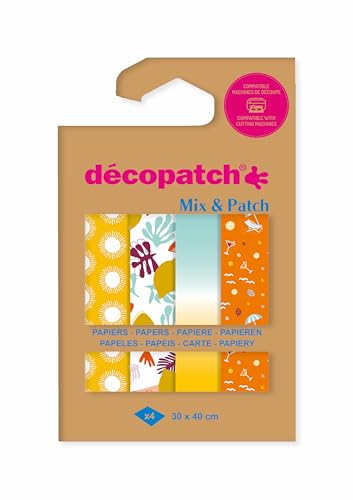 Décopatch DP034C – Una Bolsa de 4 Hojas Tamaño: 30 x 40 cm – Papeles Impresos, diseños Infantiles – Mix & Patch – A Partir de 5 años, DIY, creación, renovación, Actividad Creativa