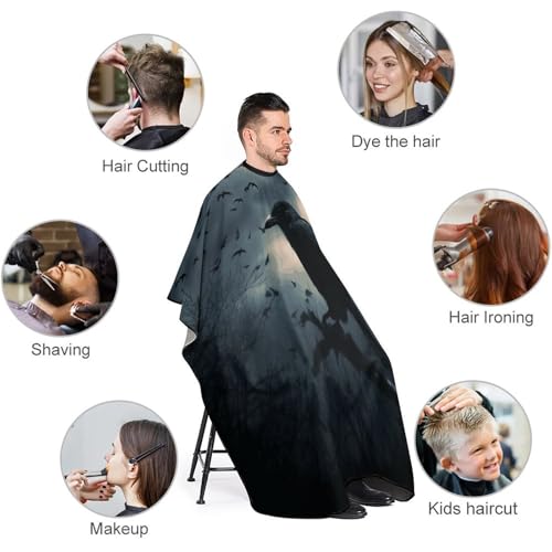 Capa para corte de cabello Night Crow, unisex, 66.9 x 56.7 pulgadas miniatura 3