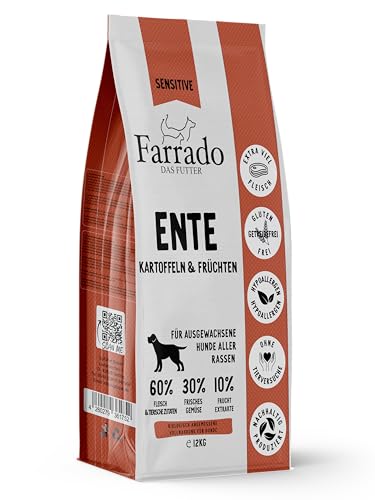 Farrado Hundefutter getreidefrei & glutenfrei – Trockenfutter mit Ente für Ihren Hund (12kg)