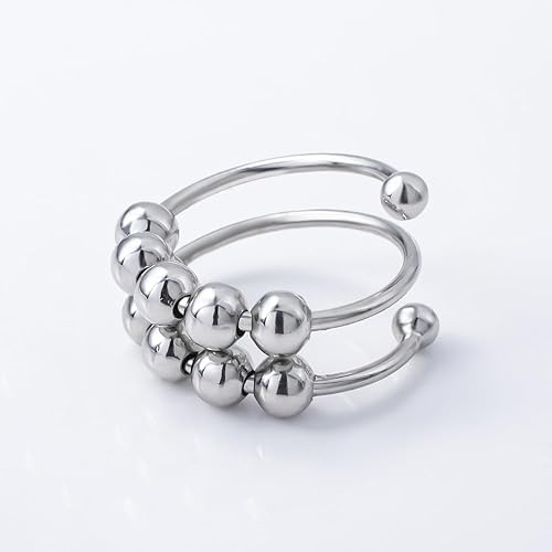 Miniatura 9 de Womens Gold Plated Adjustable Open Ring Cubic Zirconia Handmade Rings Bamboo Style Stackable Rings Halloween Christmas GiftsSilver