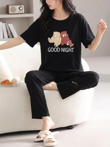 Image of SMOWKLY Women's Premium Stylish Cute Print Top with Pajama Comfy Loungwear