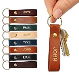 Custom Leather Keychain. Personalized Keychain. Monogrammed Full Grain Leather key chain. Free Shipping. Handmade in USA. Gold and Silver Foil Available. Personalized Leather Keychain.