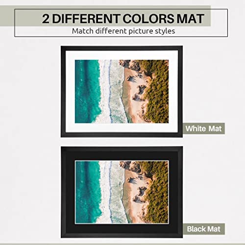 Moo.et.ya Picture Frame With Anti-Reflective Glass, 18 X 24 Poster Frame With Black And White Mat, Solid Wood Black Photo Frame For Gallery, Museum And Home - Uv Protection, Safeguard Fading #TOP3