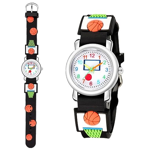 TINEASUR Montre-Bracelet 3D Garçon Et Filles Motif Basket, Montre à Quartz Légère en Matériau Solide, Accessoire pour Filles Et Garçons De 3-12 Ans, Présent...