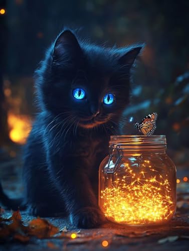 DIY Pintura de diamante para niños y adultos, ideal para decorar el hogar con diseño de gato