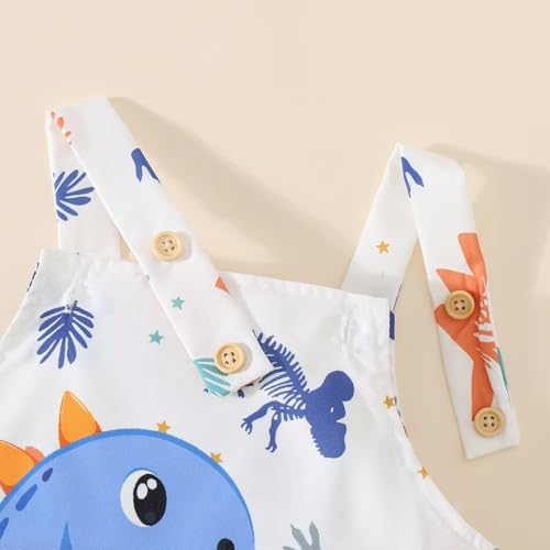 Image of Baby Boy Summer Clothes Toddler Boys Outfits Short Sleeve T-Shirt Cute Cartoon Jumpsuit Overalls 12 Months-4T