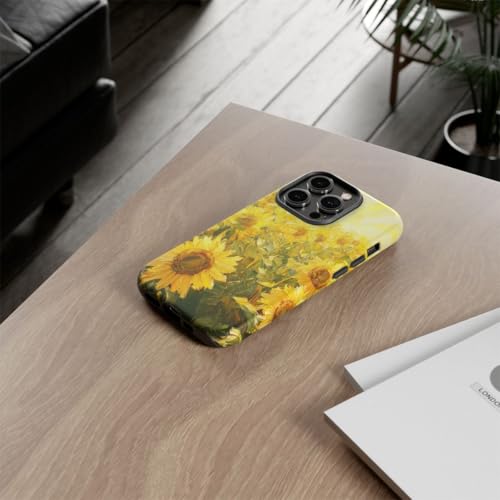 Coque rigide mate champ de tournesols pour iPhone 14 Pro