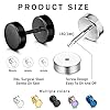 JeryWe 15 Pairs Stainless Steel Stud Earrings for Men Women Barbell Cheater Plugs Screw Stud Earrings Fake Gauges Round Ear Tunnel Set Hypoallergenic Unisex Huggie Pierced Earrings 3/4/5mm #3