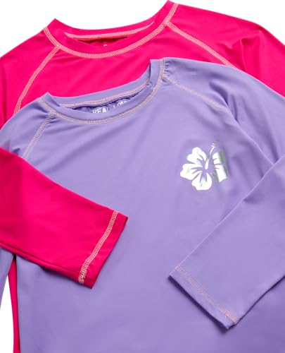 Real Love Toddler Girls Rash Guard - 2 Pack Quick Dry Sun Protection Girls Swim Shirt Long Sleeve Rash Guard Kids (2T-16)3