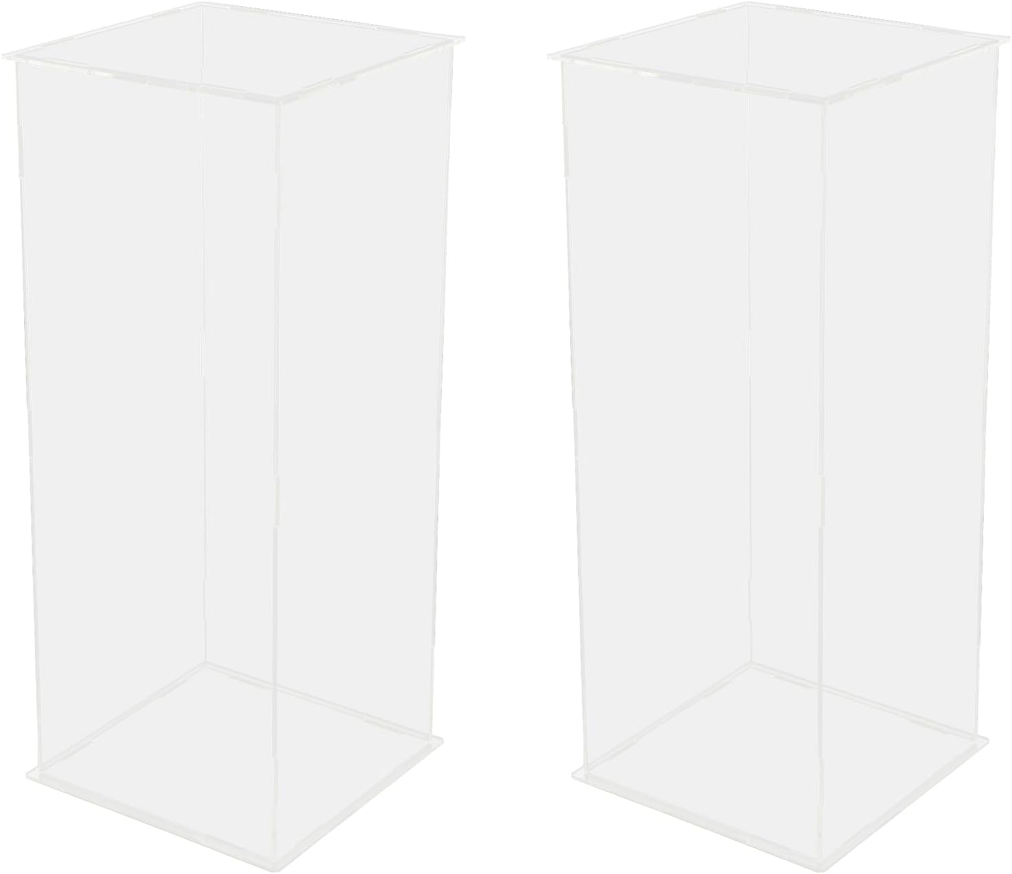 2PCS Acrylic Pedestal Stand, 23.6 Inch Tall Clear Art Sculpture Stand, Free Standing Display Box Pedestal Stands, Clear Rectangle Display Flower Tower for Party, Wedding Decorations