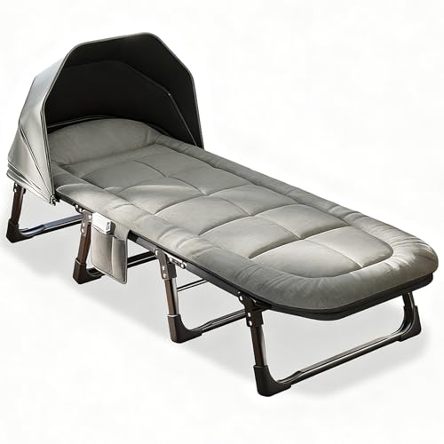 Cama Plegable con Colchón, Catres de Camping Extra Anchos de 66 Cm para Adultos, Catre con Tienda de Privacidad, Soporta hasta 270 Kg, Ideal para Playa, Patio y Siestas en la Oficina
