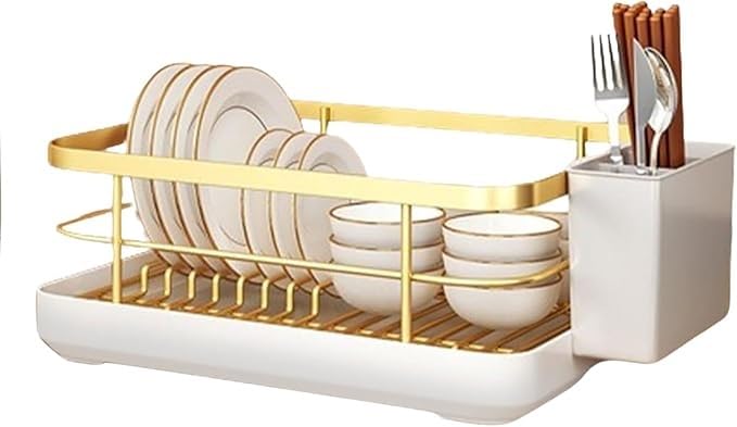Organiseur d'évier de cuisine avec égouttoir et porte-couverts en acier inoxydable