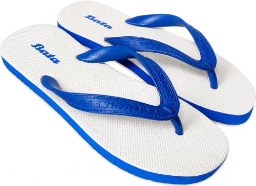 Image of Bata Flip Flop Slippers for Men, Blue & White