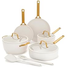 GreenPan Nonstick Reserve Pro 10 Piece Cookware Set, NSF Certified Ceramic, Hard Anodized PFAS-Free Pots & Pans Set with Lids, Stainless Steel Handles, Oven & Dishwasher Safe, Cream White