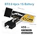 ZEVORO 4pcs 450mAh 1S 3.8V LiHV 95C Lipo Battery with BT 2.0 Connector for 1S FPV Tiny Whoop Drone Quadcopters Like Meteor75, Meteor75 Pro