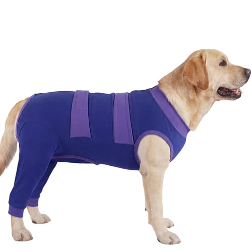 Lelepet Dog Surgery Recovery Suit for Rear Legs, Soft Pet Onesie Pajamas to Stop Licking Abdomen Wounds, Dog Leg Sleeve Surgical Clothes Body Suit for Small Medium Large Dogs Spay Neuter, Pu