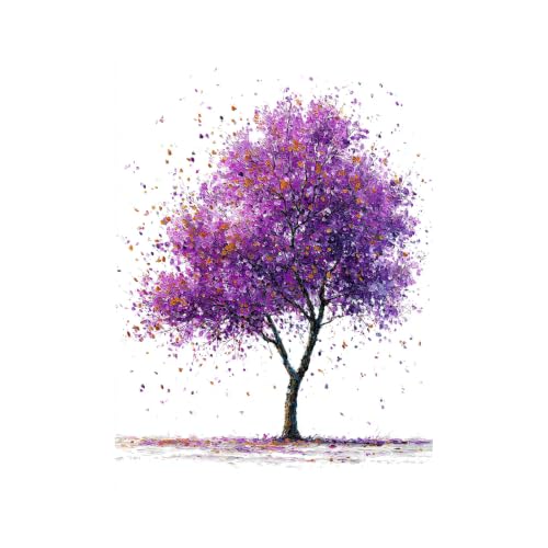 Cuadros pared morados de árbol minimalista para decorar un dormitorio rústico y relajante
