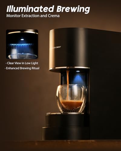 PURHUGO CHEF Espresso Machine Coffee Makers, Compatible with Nespresso Original Pods, One-Touch with Illuminated Brew Zone, 20 Bar Pump, 33.8oz Removable Tank, Compact Design, CM-C07-A — view 2