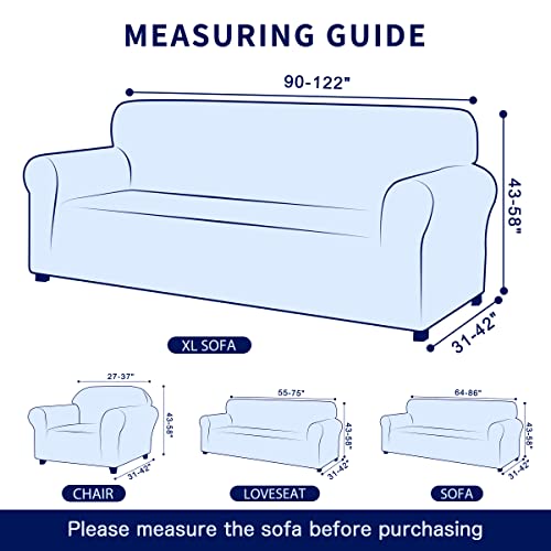 Subrtex Stretch Oversized Sofa Slipcover 1 Piece Sofa Cover 4 Seater Soft Couch Cover Washable Furniture Covers, Jacquard Fabric Small Checks(Orange,X-Large) #TOP2