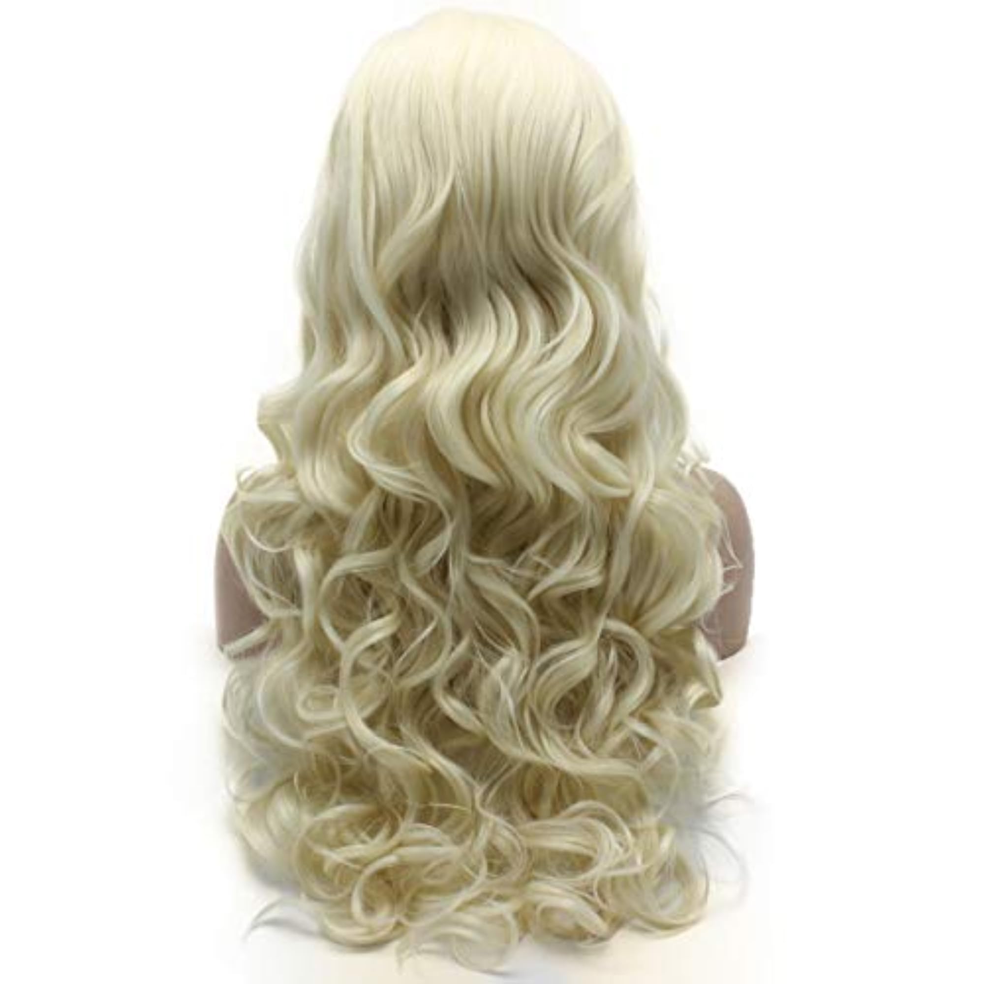 Wavy Long Light Blonde & White Mix Synthetic Lace Front Wig