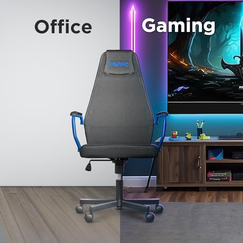 Grid Sedia da Gaming, Girevole, Regolabile in Altezza, Sedia da Scrivania e Ufficio Ergonomica, Seduta e Schienale Traspirante, Portata 110 Kg, Blu - Sedia gaming - Immagine 6